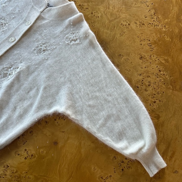 Vintage Angora & Lambswool Embellished Grandma Cardigan - Picture 4 of 6